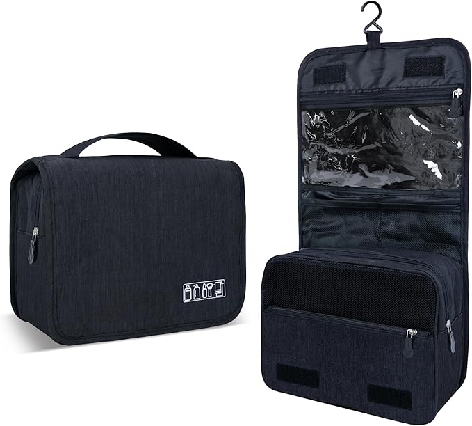 Portable Hanging Toiletry Bag for Travel, Small Multifunctional Makeup Cosmetic Bag for Women, Waterproof Travel Toiletries Organizer, Shower Bathroom Pouch with Hook for Gym, Camping, Business Trips by Unknown