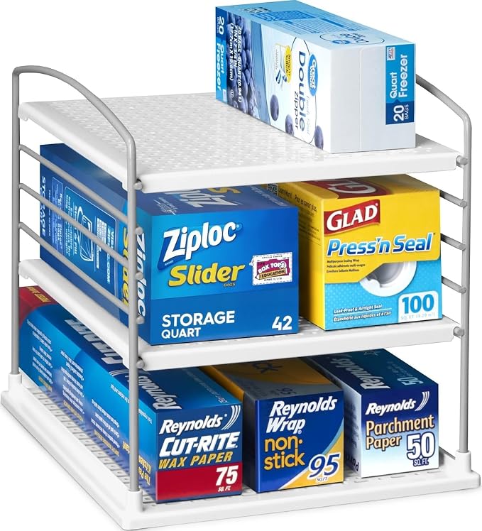 YouCopia UpSpace Adjustable Box Organizer for Foil Wrap and Kitchen Cabinet Storage, Original, White by YouCopia