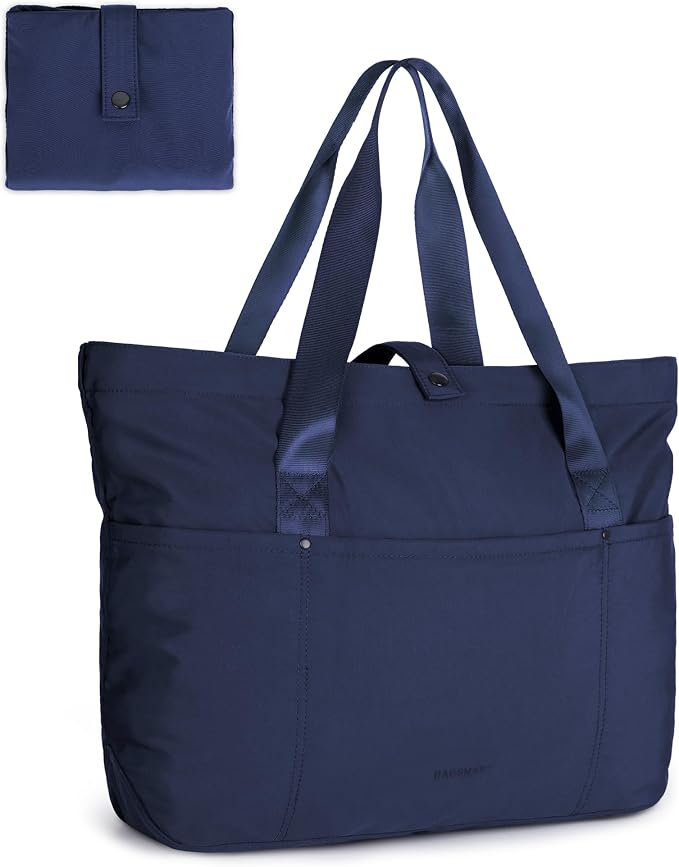 BAGSMART Tote Bag for Women, Foldable Tote Bag With Zipper Travel Shoulder Bag Handbag for Work by BAGSMART