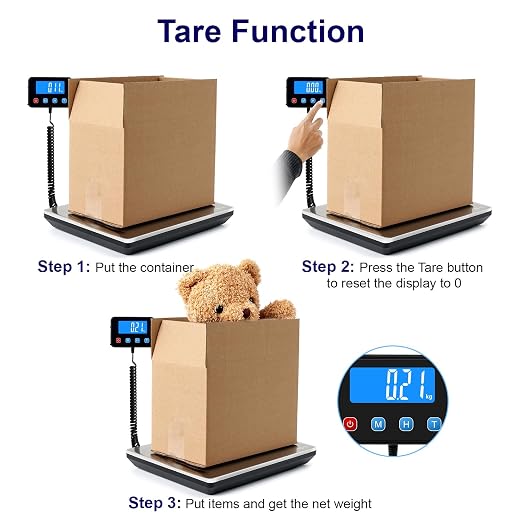 TIPRE Shipping Scale 440lbs for Packages, Heavy Duty Digital Postal Scale with LCD Display 0.35 oz High Precision Express Scale with Type-C Charging & Batteries Smart Hold/Tare for Small Business Home - Image 6