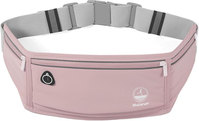 Slim Running Belt Fanny Pack, Phone Holder Waist Pack Money Belt - Pink - Image 2