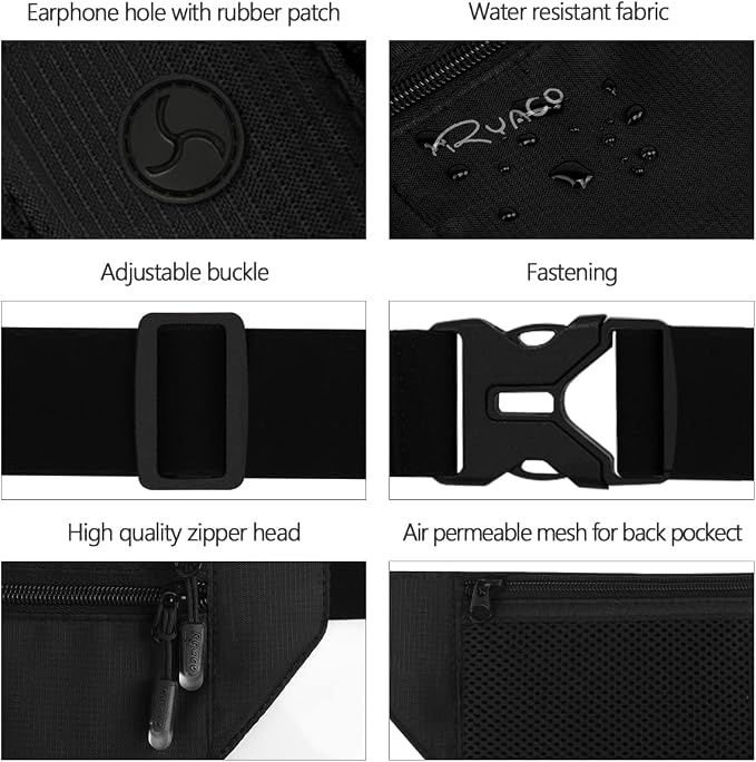 RYACO Money Belt for Men & Women Travel Hidden Wallet Secure RFID Blocking Waterproof Pouch for Passport, Cards, Cash& Phone Adjustable& Wearable Slim Waist Bag Under Clothes - Image 2