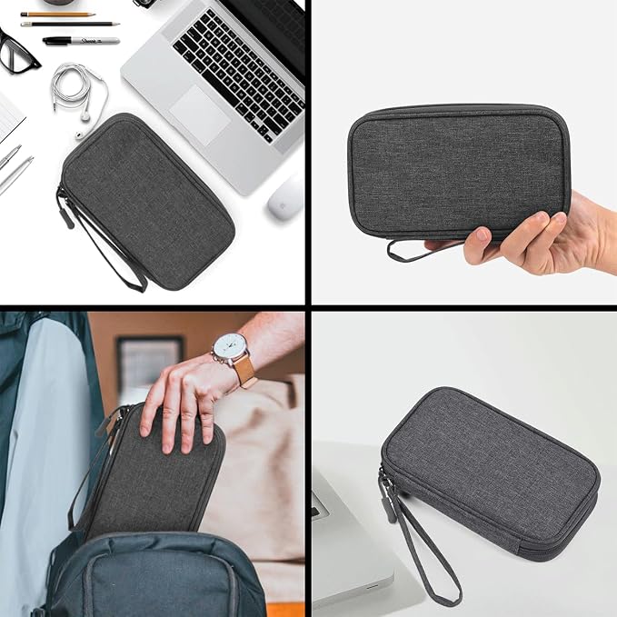 CAAORDKSO Electronic Organizer Travel USB Cable Accessories Case Bag, Waterproof Electronics Accessories Bag Organizer Case for USB, Cable, Cord, Charger, Phone, Power Bank, Earphone (Dark Gray) - Image 6