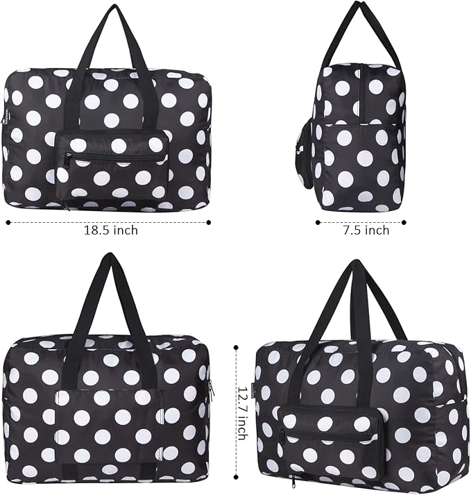 F.FETIVIN Weekender Bag Carry On Travel Duffle Medium Overnight Bag for Women(Black Dot) - Image 2