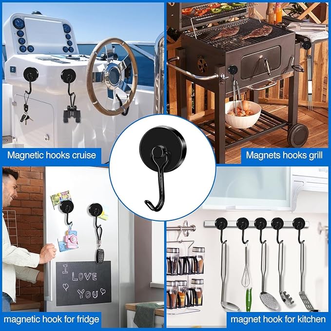 LOVIMAG Swivel Magnetic Hooks, 120LBS, Pack of 8 | Cruise Cabin Ship Essentials 2026, Heavy Duty Magnets for Refrigerator, Classroom, Kitchen, Hanging Mug, Black - Image 5