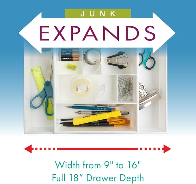 Dial Industries Expandable Junk Drawer Desk Organizer Storage Tray | Adjusts to fit narrow or wide drawers, Keeps pens, tools and small items separated, Great for desks, offices or kitchens - Image 3