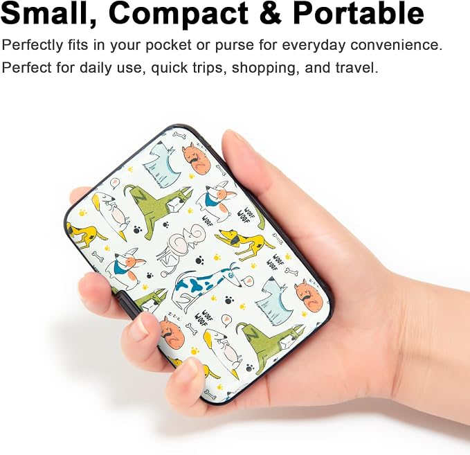 Credit Card Holder for Women Men RFID Blocking Wallet Small Business Metal Slim Mini Aluminum Hard Case (Hand Drawn Dogs) - Image 3