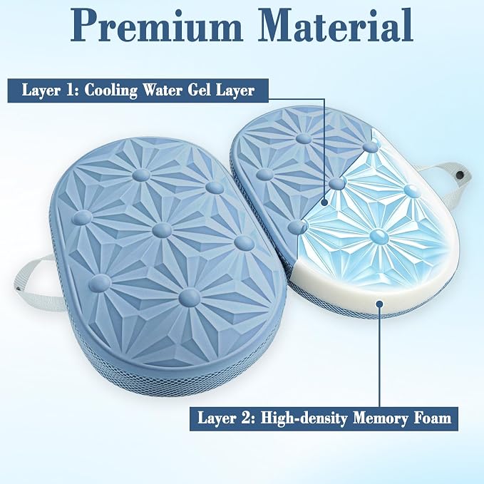 Cooling Gel Enhanced Memory Foam Seat Cushion, Desk Chair Seat Cushion, Office Chair Cushions, Foldable Portable, Back Sciatica Coccyx Tailbone Pain Relief, Driving Car Airplane Wheelchair Bleachers - Image 4