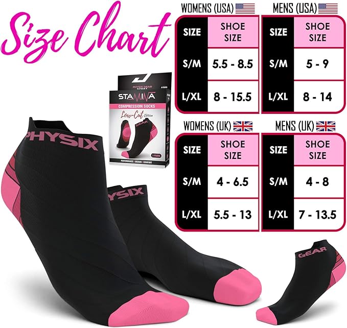 Physix Gear Short Compression Socks for Men & Women - Best Low Compression Socks Women & Men Ankle Socks with Arch Support - Image 4