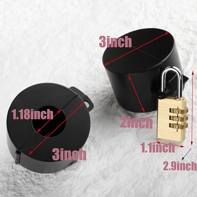 Door Knob with Lock,Without Drilling,Dementia Door Handle Lock，from Outside Prevents Turning of Door Knob and Access to Keyhole,for Apartment Evictions，Childproof (Black with Padlock) - Image 3