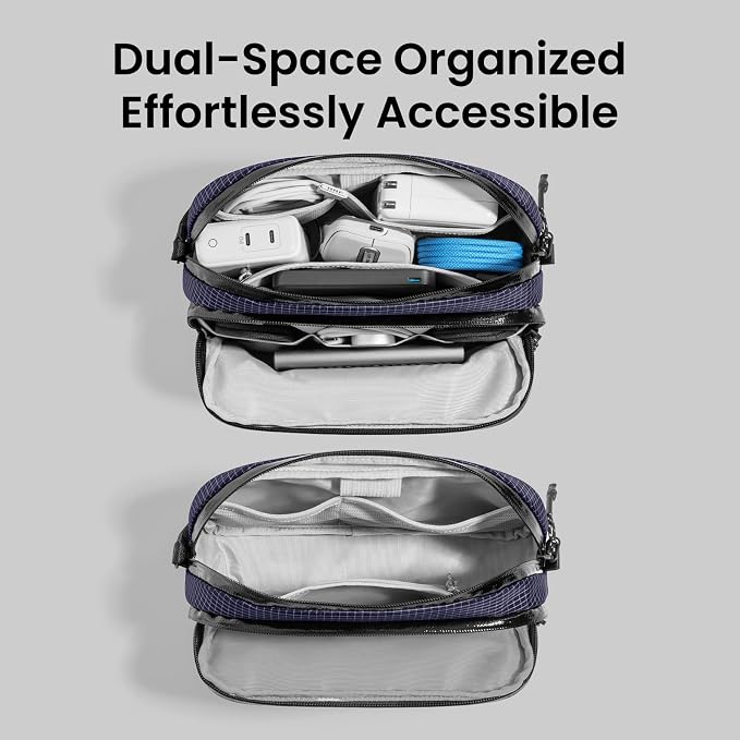 tomtoc Electronic Organizer Travel Case Performance, Dual Compartment Bag | Water Resistant Cable Organization Storage for Charger, Cord, Phone, Hard Drive, Power Bank, Accessories Travel Essentials - Image 5