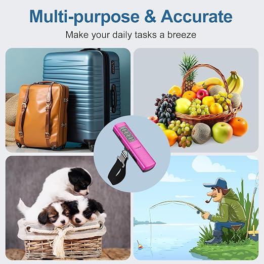Battery-Free Digital Luggage Scale, 110lbs/50kg Portable Handheld Hanging Scale for Luggages, Suitcases, Backpacks & Bags, Easy Weighing for Travel, No Need Batteries (Pink) - Image 7