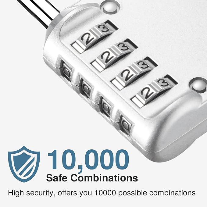 Puroma 4 Pack Combination Lock Locker 4 Digits Combo Padlock Gym Silver | For School Gate Fence Toolbox Hasp Storage, Outdoor, Resettable, Weatherproof, Side Window, Crack Cut Resist, Hardened Steel - Image 2