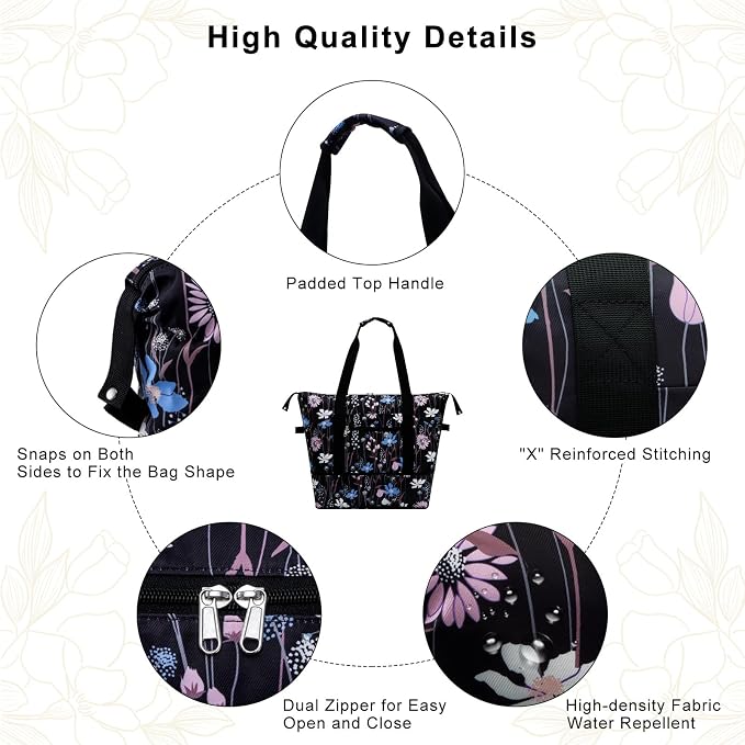 Expandable Duffel Bag for Women with Trolley Sleeve/Wet Pocket Weekender Travel Tote Large Carry On Overnight Luggage - Image 5