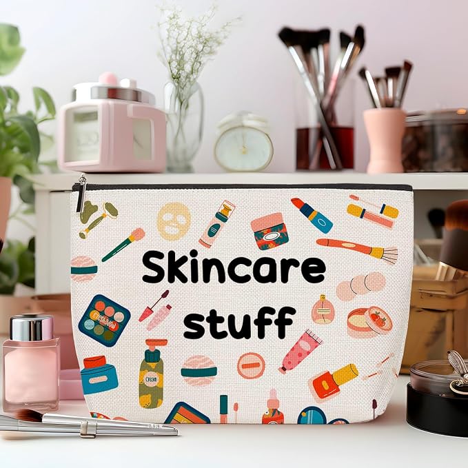 2Pcs Skincare Stuff Makeup Bag Travel Essentials Organizer Cosmetic Bags | Portable Pouch Purse Roomy Travel Makeup Skincare Accessories, Christmas Birthday Gifts for Women - Image 4