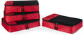 Amazon Essentials 4-Piece Packing Cubes Travel Accessories Set, Luggage Organizer with Double Zipper, Mesh Top, Space-Saving, Medium, Red (Previously Amazon Basics) by AmazonEssentials