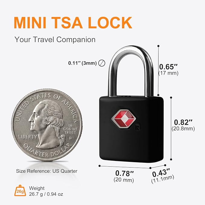 TSA Locks for Luggage with Keys, Luggage Locks TSA Approved 4 Pack, International Travel Essentials, Small Padlock with Key, Mini Padlock for Suitcase, Backpack, Bag, Zipper, Case, Box - Image 4