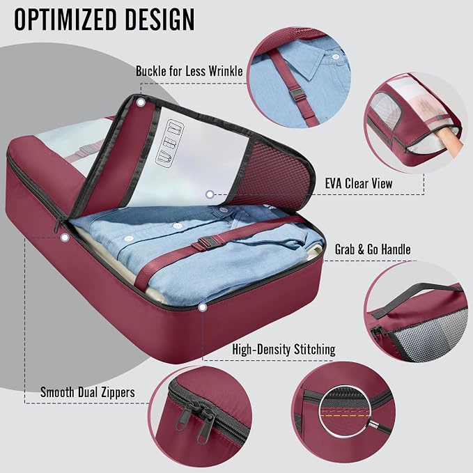 Veken 10 Set Packing Cubes for Travel Essentials, Suitcase Organizer Bags in 4 Sizes, Carry-On Luggage Accessories with Laundry Bag, Airplane Must Have with 99-Count Mesh Holes - Image 4