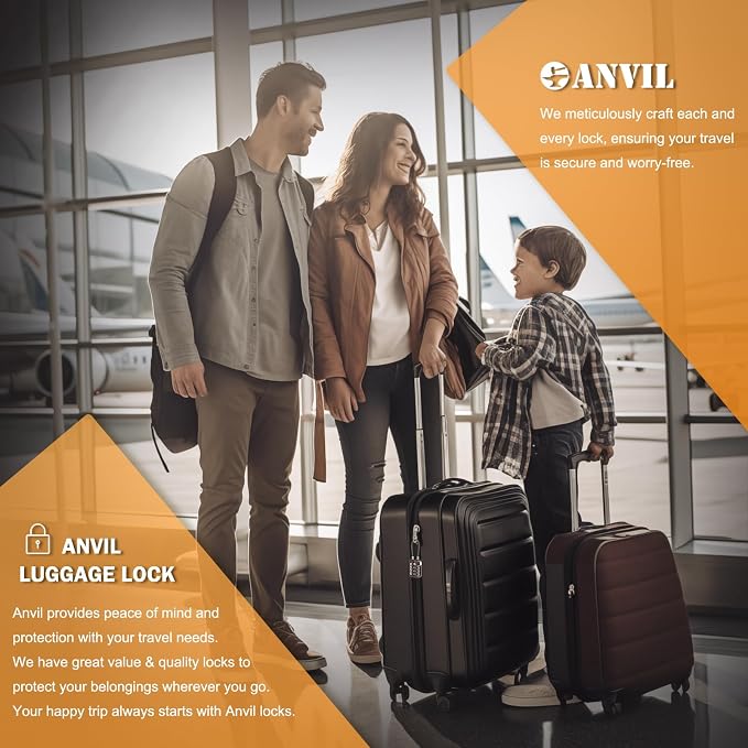 ANVIL TSA Locks for Luggage with Search Alert: Durable Cable Combination Locks, TSA Approved - Secure Travel Locks for Suitcases, Backpacks & Gun Cases (2, Orange) - Image 2