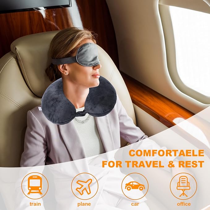Travel Pillow,100% Pure Memory Foam U Shaped Neck Pillow,Super Lightweight Portable Headrest Great for Airplane, Car,Home,Office,Sleeping Rest (Black) - Image 2