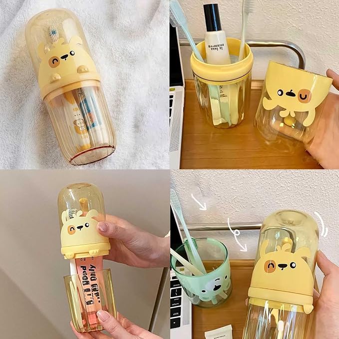 Toothbrush Travel Case for Kids with Detachable Handle, Portable Cute Toothbrush Holders, Multifuction Toothbrushes Toothpaste Storage Box for Camping Travel or Daily Use (Yellow) - Image 7