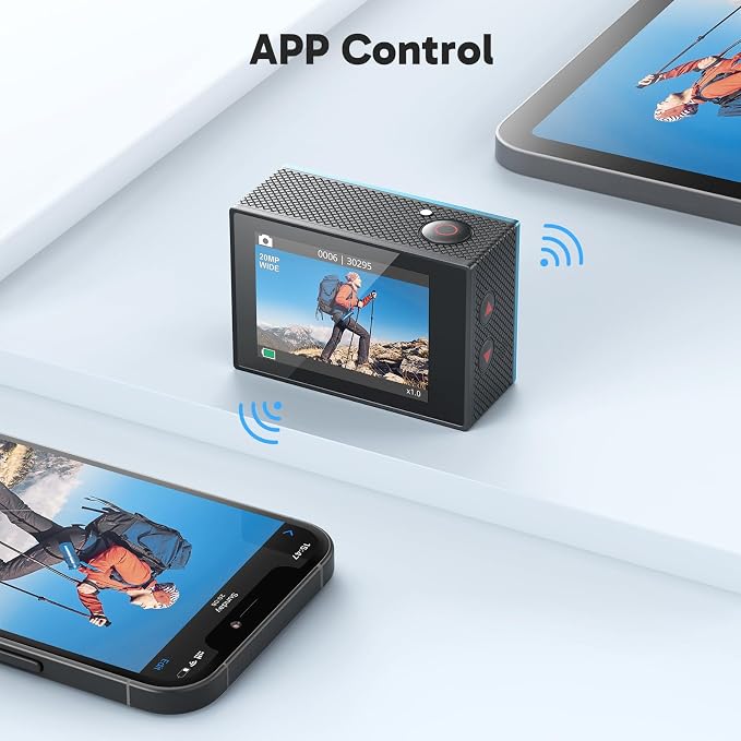 AKASO EK7000 4K30FPS 20MP WiFi Action Camera with EIS Ultra HD 131FT Waterproof Underwater Camera Remote Control 4X Zoom Support External Microphone Blue - Image 7