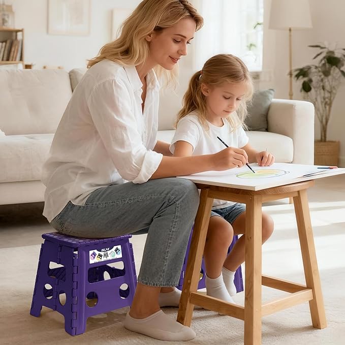 Delxo Folding Step Stool 13 Inch,300 Lbs Step Stool for Adults Purple | Foldable Step Stool 13",Non-Slip Foot Stools with Handle,Lightweight Collapsible stools for Kitchen,Bathroom,Bedroom,Garden - Image 5