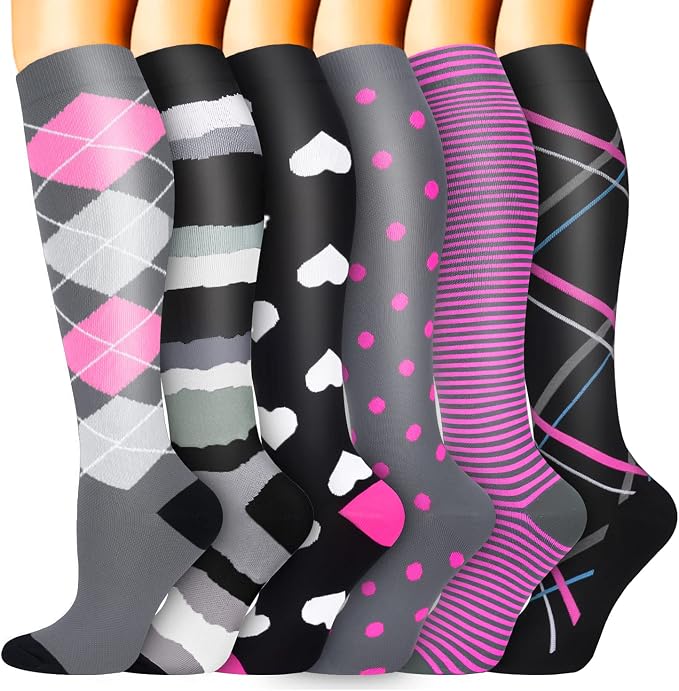 Sooverki Compression Socks for Women & Men 6 Pairs is Best Supportive Knee High Stockings for Circulation, Travel, Nurses by Sooverki