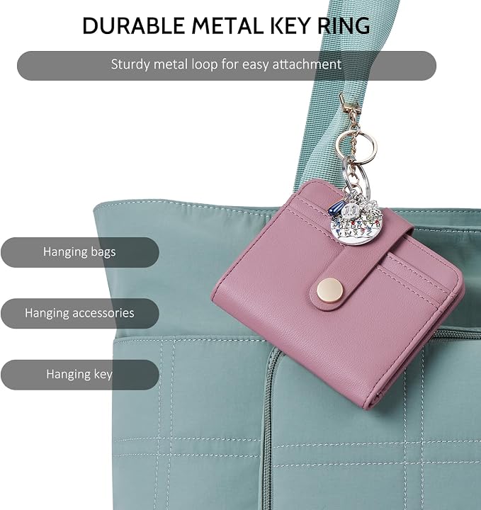 POIUGOYA Slim Wallet for Women,RFID Blocking Bifold Credit Card Holder with Zipper Coin Pocket,ID Window,Keychain - Image 6