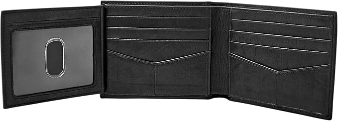 Fossil Men's Wallet, Ingram Leather RFID-Blocking Bifold Wallet with Flip ID, Black - Image 3