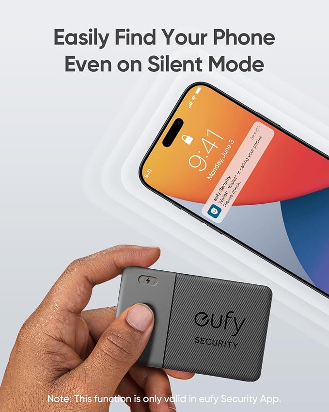 eufy Security SmartTrack Card E30 (Black, 1-Pack), Rechargeable, Works with Apple Find My (iOS Only), Bluetooth Tracker, Perfect for Wallet, Passport, and Laptop, Water Resistant - Image 9