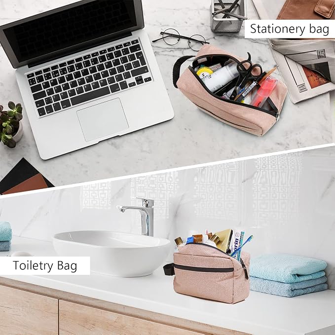 Travel Toiletry Bag for Women and Men, Water-resistant Shaving Bag for Toiletries Accessories, Foldable Storage Bags with Divider and Handle for Cosmetics Toiletries Brushes Tools - Image 4