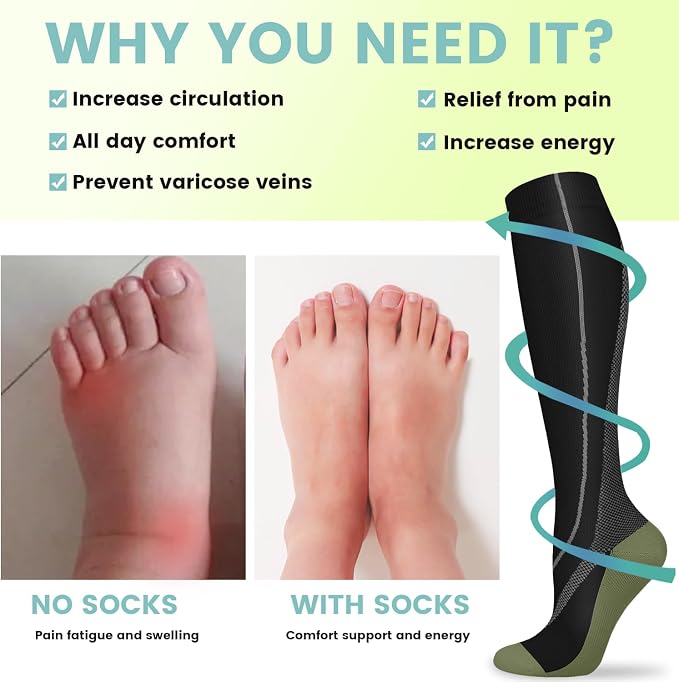 Copper Compression Socks 15-20 mmHg for Men & Women 8 Pairs – Circulation Support for Nurses, Travel, Running, Hiking, Soccer - Image 4