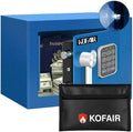 KOFAIR Safe Box for Home Safe (0.23 Cubic Feet) with Fireproof Bag, Personal Money Safe for Cash Saving, Mini Safey with Key, Digital Safety Box with Light, Money Lock safey (Blue) by KOFAIR