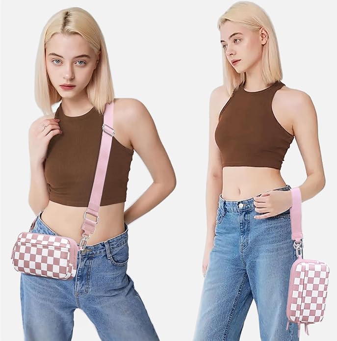 FODOKO Wristlet wallets for Women RFID crossbody bags with 4 Zippers | Checkered quilted nylon with credit card slots, cell phone organizer, and coin purse for travel and everyday carry - Image 2