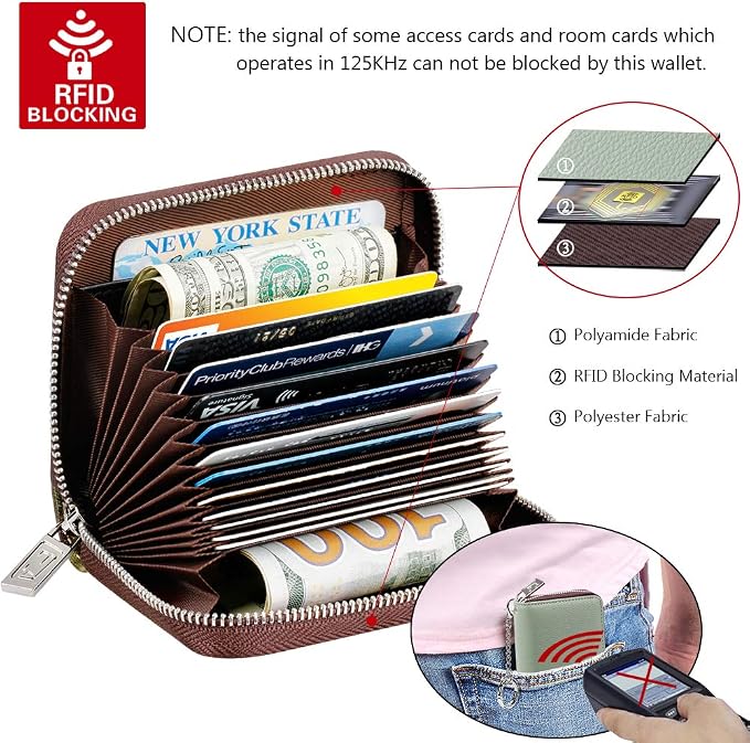 FurArt Zipper Wallet Women RFID Credit Card Holder keychain Wallet | ID Window RFID Blocking Compact Small business 15/16 slots - Image 5