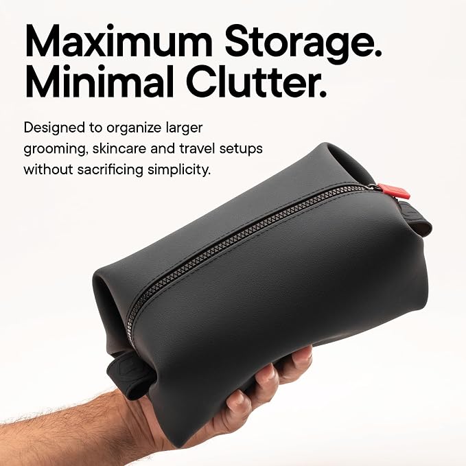 TOOLETRIES The Koby Dopp Kit Toiletry Bag – Original 10”x 6”x 6”, Charcoal | Compact silicone leak-resistant travel toiletry bag with a heavy-duty zipper that's easy to clean. - Image 2