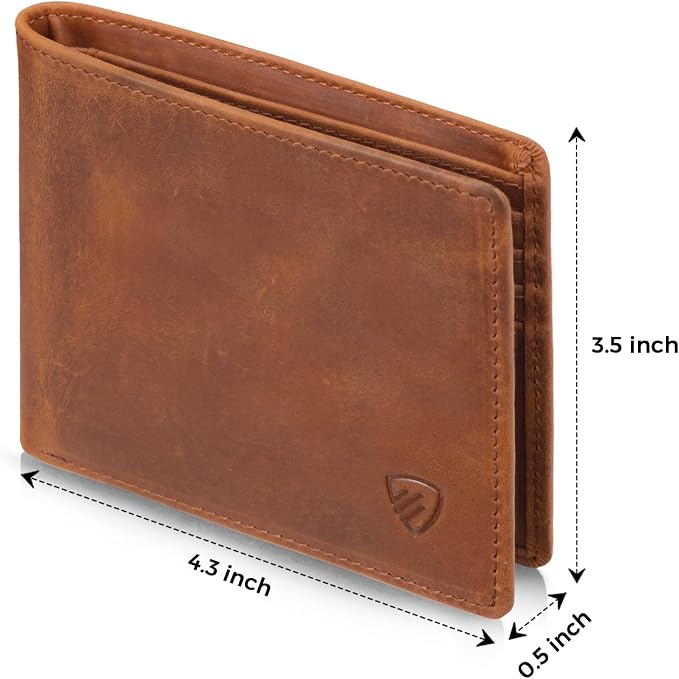 RUNBOX Wallet for Men|Slim Bifold Rfid Blocking Leather Wallet|Front Pocket | Genuine Leather,Handmade,8 Card Slots,ID Window,Money Pocket,Coin Pocket, Gift for Men,Minimalist Compact - Image 2