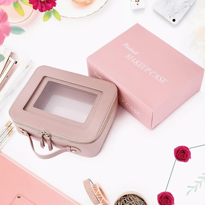 Pinkmik Clear Makeup Bag, (Pink, M+L) | 2PC,Waterproof, Travel Cosmetics and Toiletries Case, Portable Makeup Organizer, Clear Car Bag with Zipper - Image 8