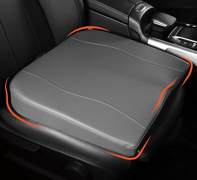 Lofty Aim Car Seat Cushion, Memory Foam Car Seat Cushions for Long Driving | Driver Seat Cushion Adds Height, Auto Seat Pillow for Sciatica Pain Relief, Butt Cushion for Car, Truck, PU Leather Gray by LoftyAim