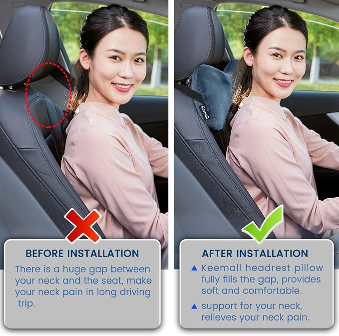 Keemall Inflatable Travel Neck Car Pillow Sleeping Road Trip Essentials | Driving, Blow Up Car Headrest, Travel Pillow for Camping, Neck Support for Office Chair, Adjustable Softness - Image 4