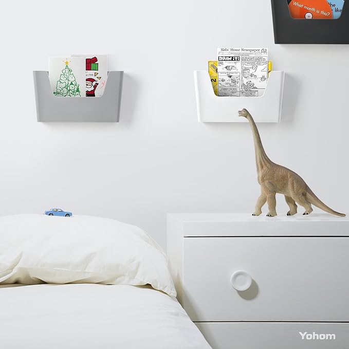 YOHOM Adhesive File Holder Plastic Document Folder Door No Drilling Mount Mail Magazine Organizer A4 Filing Envelopes Folder, Office Wall Mount Single Pocket (WHITE, 5 PCS) - Image 4