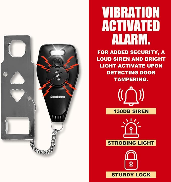 Door Security Bar & Portable Door Lock with Alarm (White) – High-Grade Iron Door Jammer & 130dB Alarm for Home, Apartment, Hotel & Travel Safety – (Black) - Image 6