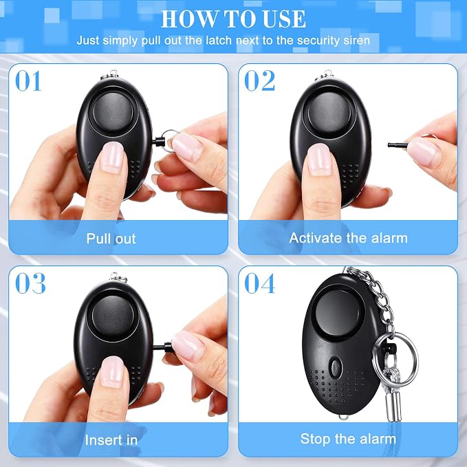 12-Piece Personal Alarm Set, Emergency LED Light Keychain Alarms in 6 Colors for Women & Men - Image 3