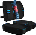 CushZone Seat Cushion and Lumbar Support Pillow for Office Chair, Black | Ergonomic Memory Foam for Sciatica Pain Relief & Posture Correction; Non-Slip Chair Cushions for Car, Wheelchair and Travel by CushZone