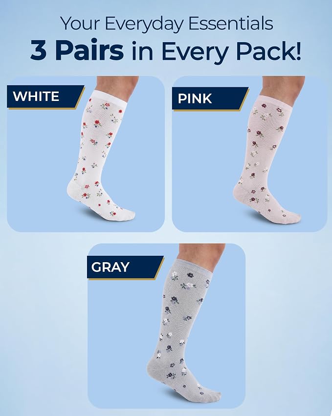 Pembrook 3 Pairs Plus Size Compression Socks Wide Calf - Bamboo Viscose Compression Socks for Women Wide Calf - Image 5