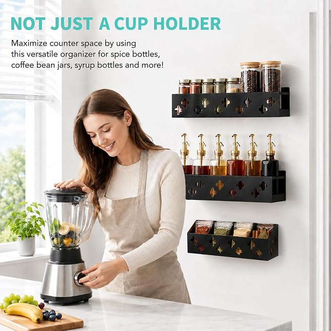 Magnetic Water Bottle Organizer for Fridge, Magnetic Cup Holder for 30 40 Oz with Tumbler Lid & Straw Organizer & Caffee Bar Holder, 8 Tumblers Kitchen Storage Rack for Cup Accessories, Space-Saving - Image 7