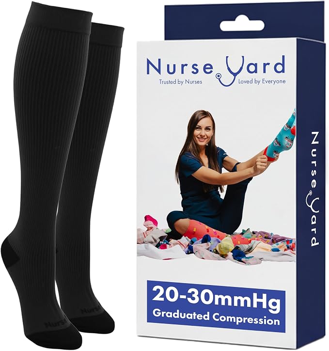 Compression Socks for Nurses - Women & Men - 20-30mmHg Graduated Compression, For Medical Staff, Athletes - 1 Pair by NurseYard