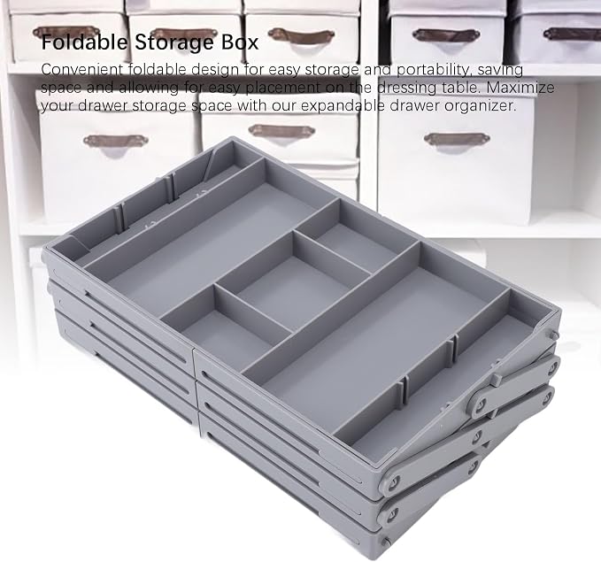 Drawer Organizer, Expandable Foldable Versatile Bathroom and Vanity Desk Drawer Organizer Trays, Plastic Storage for Makeup, Bedroom, Jewelry, Kitchen Utensils and Office (3 - Image 6