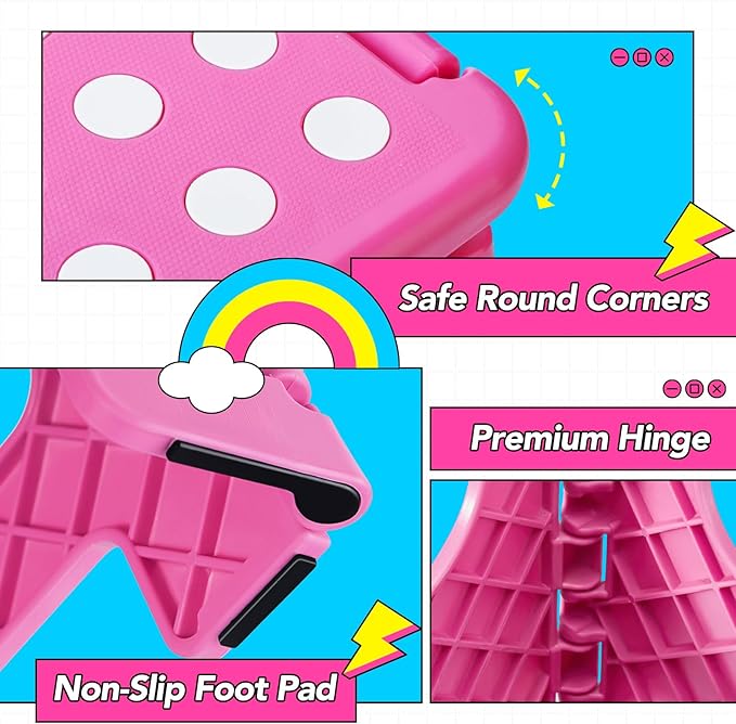 Delxo Folding Step Stool 13 Inch,300 Lbs Step Stool for Adults Pink | Foldable Step Stool 13",Non-Slip Foot Stools with Handle,Lightweight Collapsible stools for Kitchen,Bathroom,Bedroom,Garden - Image 6
